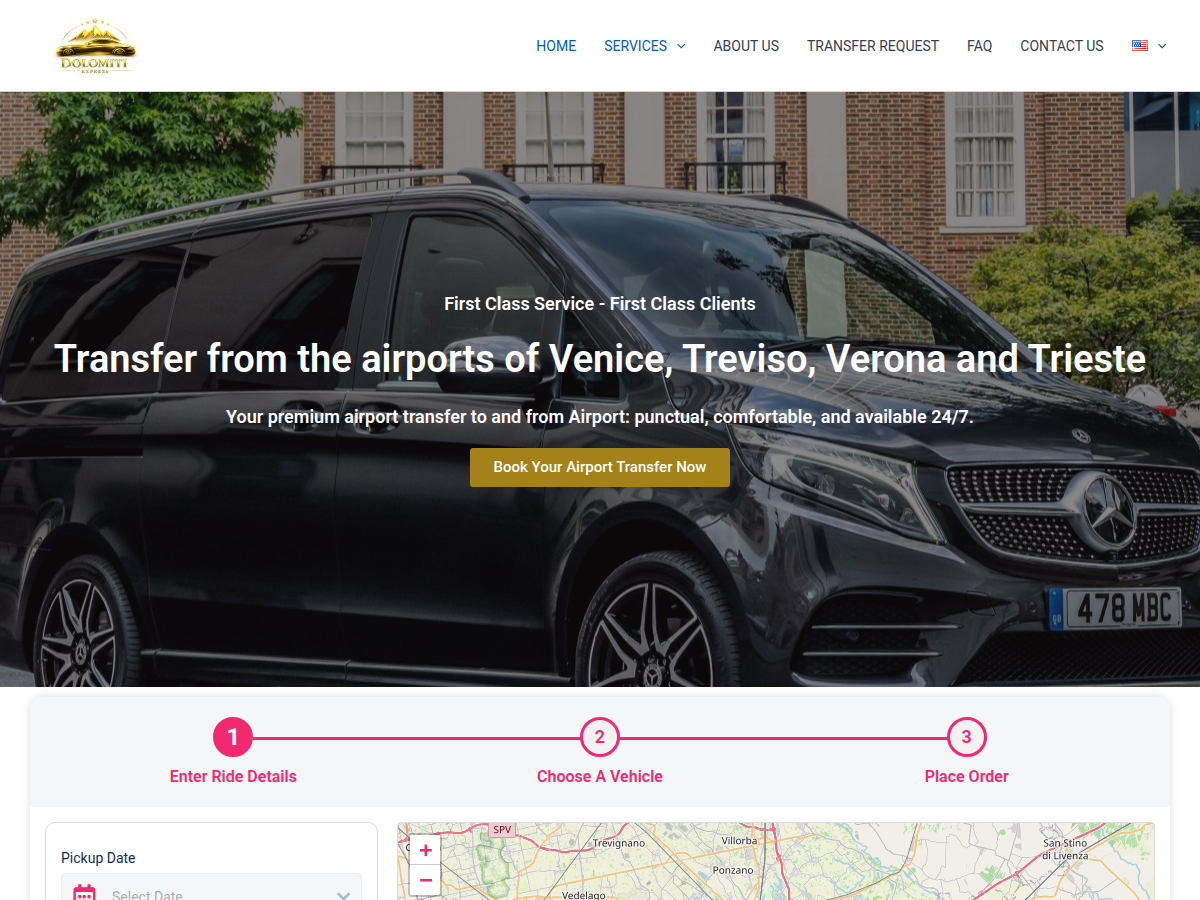 Скриншот проєкту dolomiti-express.com — Трансфер з аеропортів
