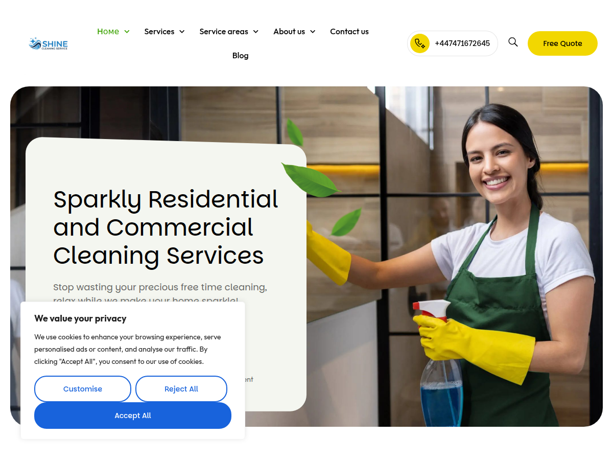 Скриншот проєкту shinecleaningservice.uk — Клінінгові послуги